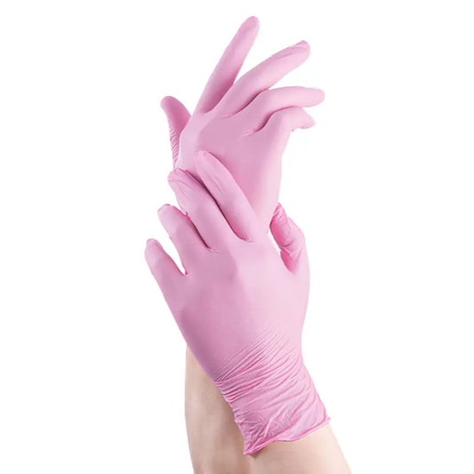 Gants nitrile rose