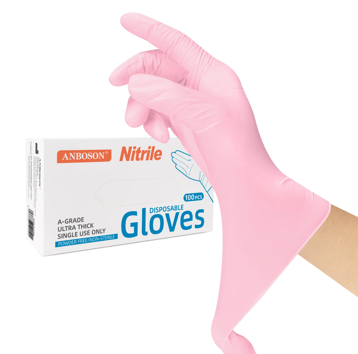 Gants nitrile rose