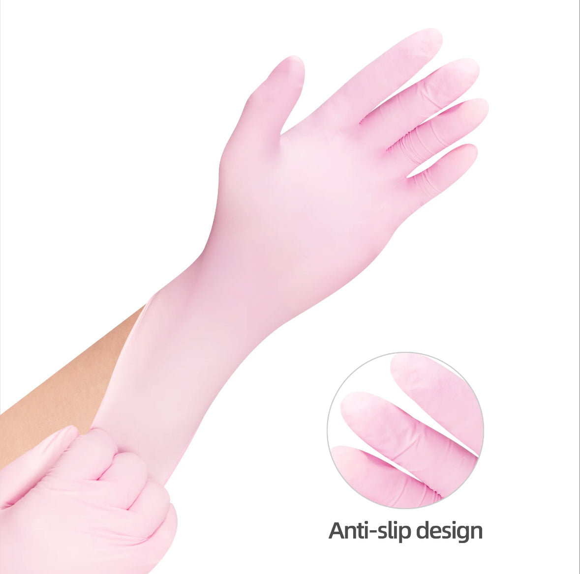 Gants nitrile rose