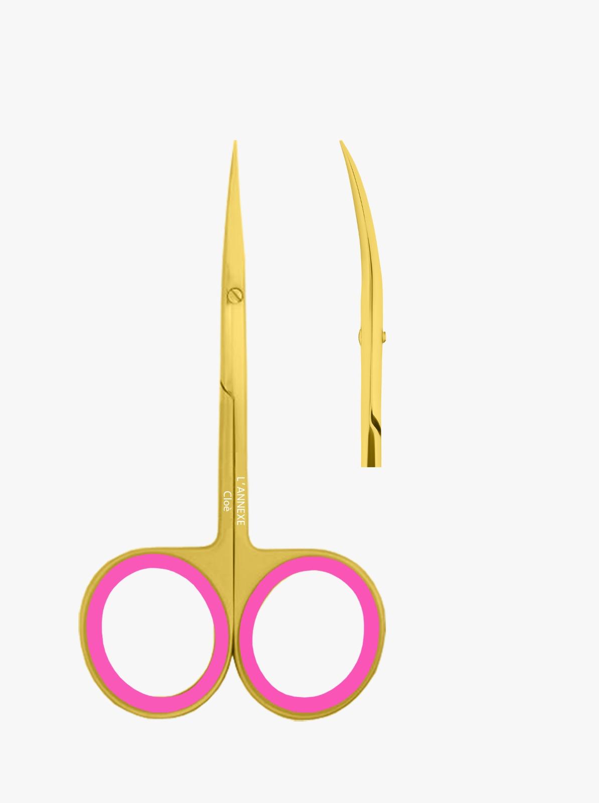 Ciseaux Cuticules Incurvés Doré Silicone rose (CLOE)